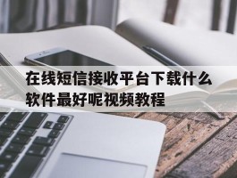 在线短信接收平台下载什么软件最好呢视频教程