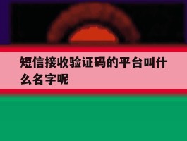 短信接收验证码的平台叫什么名字呢