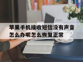 包含苹果手机接收短信没有声音怎么办呢怎么恢复正常的词条