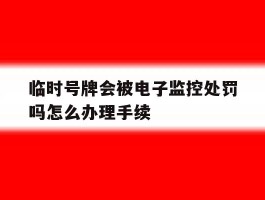 临时号牌会被电子监控处罚吗怎么办理手续的简单介绍