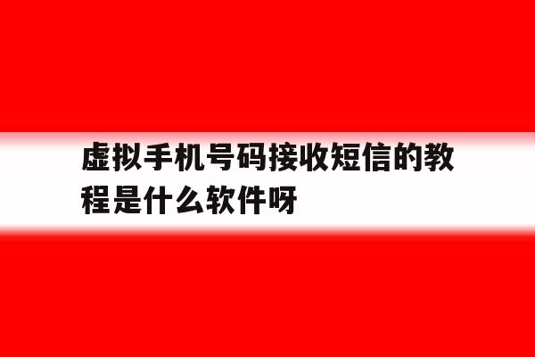 关于虚拟手机号码接收短信的教程是什么软件呀的信息 关于虚拟手机号码接收短信的教程是什么软件呀的信息