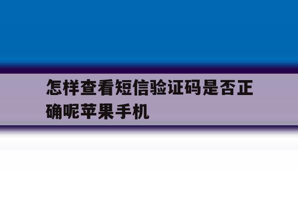 怎样查看短信验证码是否正确呢苹果手机 怎样查看短信验证码是否正确呢苹果手机