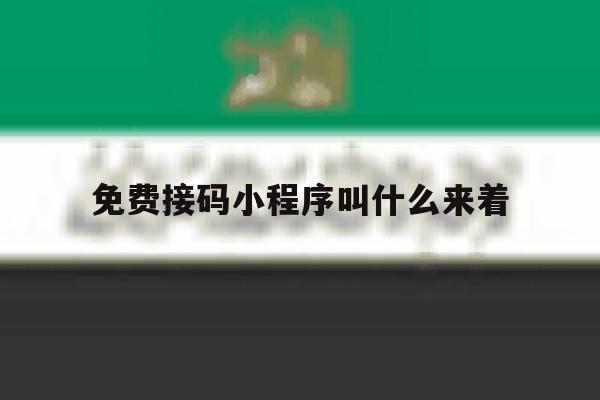 免费接码小程序叫什么来着 免费接码小程序叫什么来着