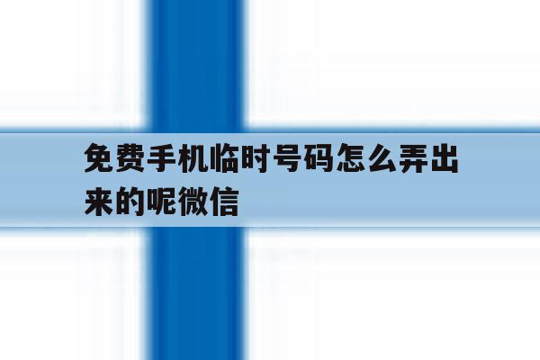 免费手机临时号码怎么弄出来的呢微信 免费手机临时号码怎么弄出来的呢微信