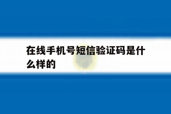 在线手机号短信验证码是什么样的 在线手机号短信验证码是什么样的