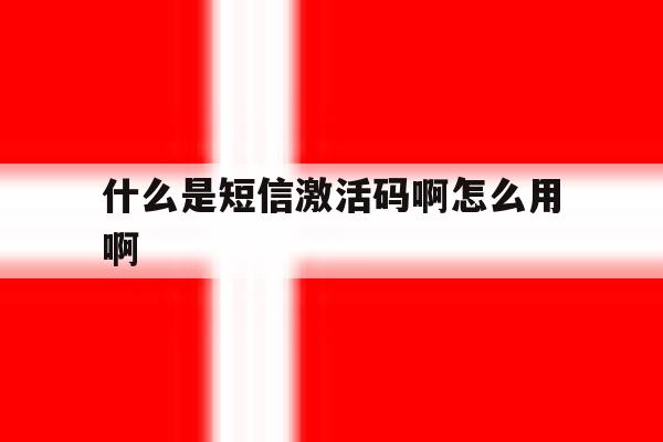 关于什么是短信激活码啊怎么用啊的信息 关于什么是短信激活码啊怎么用啊的信息