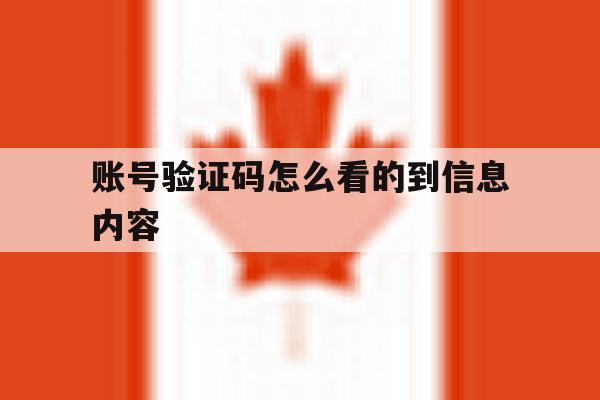 账号验证码怎么看的到信息内容 账号验证码怎么看的到信息内容